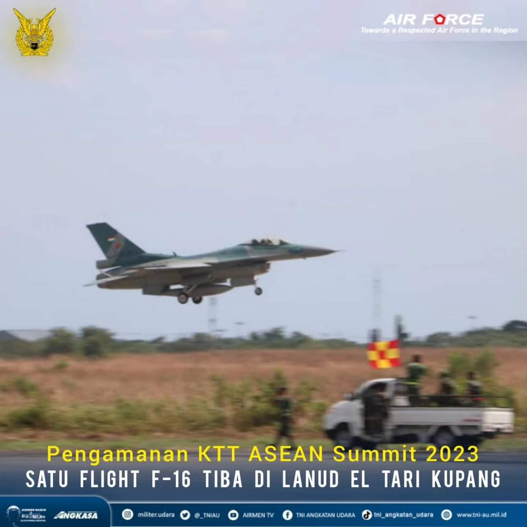 Pengamanan KTT ASEAN Summit 2023 Satu Flight F-16 Tiba di Lanud El Tari Kupang