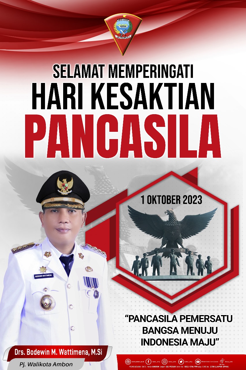 Penjabat Walikota Ambon Mengucapkan Selamat Memperingati Hari Kesaktian Pancasila 1 Oktober 2023