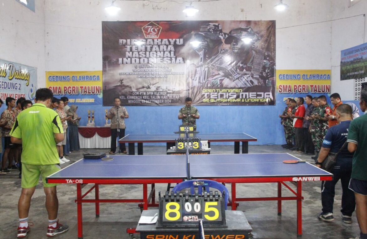 Semarakan HUT TNI Ke-79 Kodim 0808/Blitar Gelar Lomba Tenis Meja Dandim Cup 2024