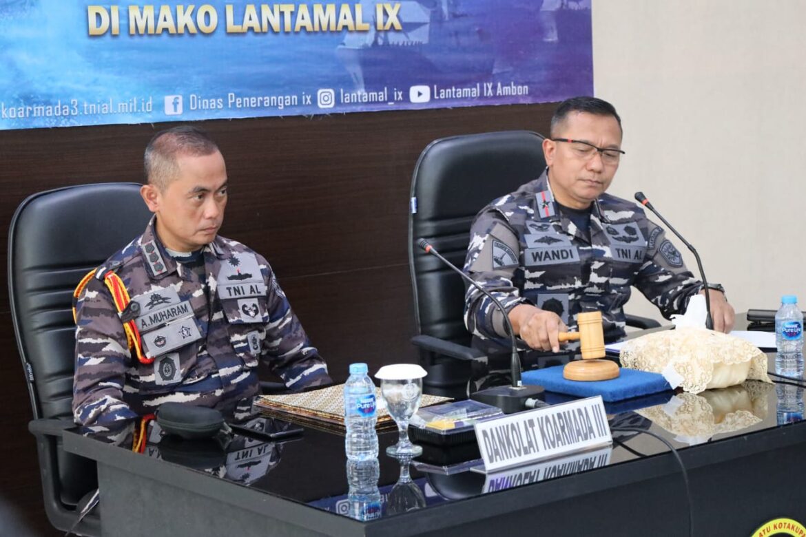 DANLANTAMAL IX PIMPIN EVALUASI DAN PENUTUPAN UJI TERAMPIL GLAGASPUR P1 P2 DI MAKO LANTAMAL IX AMBON